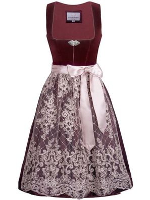 Dirndl Elouise 65cm Länge weinrot beige