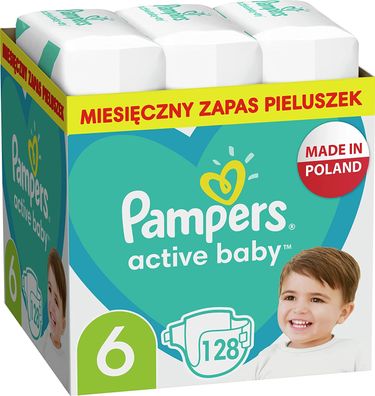 Pampers Active Baby Dry Windeln Größe 6, einzigartiges 3-Wege-Schutzsystems, 24-St