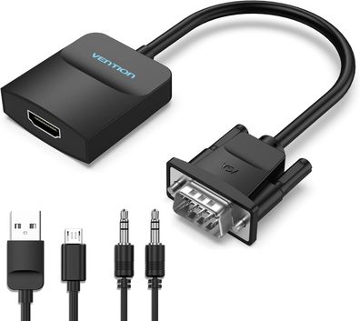 VGA-auf-HDMI-Adapter, VGA-Konverter mit Audiokabel (1,5 m) Stecker auf Buchse für