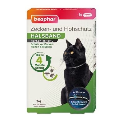 Beaphar Zecken- und Flohschutz Halsband reflektierend für Katzen - 35 cm