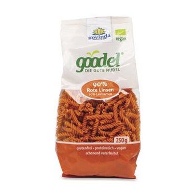 Govinda 6x Goodels - die gute Nudel "Rote Linse Leinsaat" Spirelli 250g