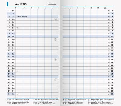 2025 Brunnen Taschenkalender 9x15cm2S/1M Einlage