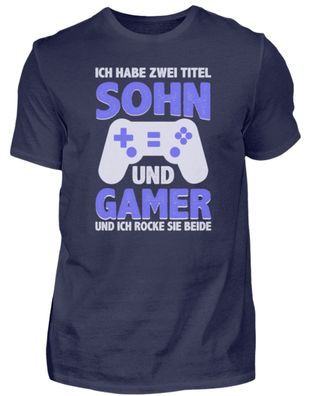 ich habe zwei titel sohn und gamer - Herren Premiumshirt
