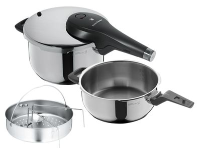 WMF Perfect Premium One Pot Schnellkochtopf-Set mit Dampfgareinsatz, 4,5 und 3,0