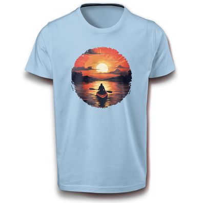 Paddelboot Kajak wendiges Boot Kanu Kayak Sonnenuntergang T-Shirt Baumwolle M - XL