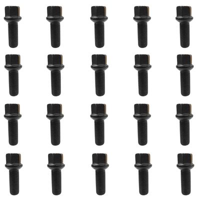 20 schwarze Radschrauben Radbolzen Kugelbund M14x1,5 35mm Porsche VW (Gr. M14)