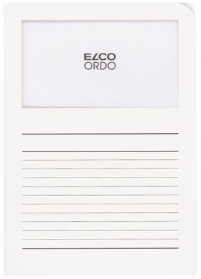 Elco 29489.10 Sichtmappen Ordo classico - weiß, 120g, 100 Stück, Sichtfenster und