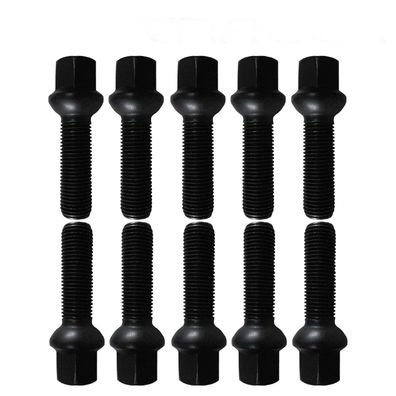 10 Schwarze Radschrauben Radbolzen Kugelbund M14x1,5 55mm Skoda VW (Gr. M14)