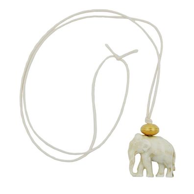 Kette, Elefant weiß-goldfarben-marmoriert, 90cm