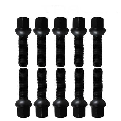 10 Schwarze Radschrauben Radbolzen Kugelbund M14x1,5 50mm Porsche VW (Gr. M14)