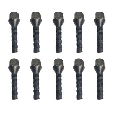 10 Schwarze Radschrauben Radbolzen Kegelbund M14x1,25 47mm Mini Roadster Cabriol