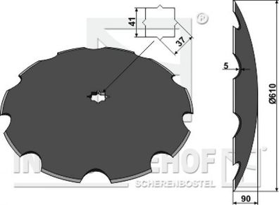 Gewölbte Scheibe Gezahnte Scheibe Ø610 für Vierkantwelle 37x41±1