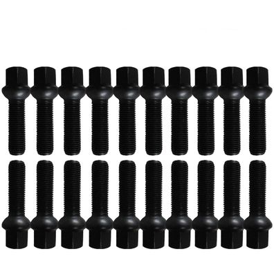20 schwarze Radschrauben Radbolzen Kugelbund M14x1,5 55mm Skoda VW (Gr. M14)