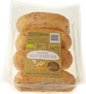 Nur Puur 6x Mehrkorn Baguette Brötchen, 4 Stück 300g