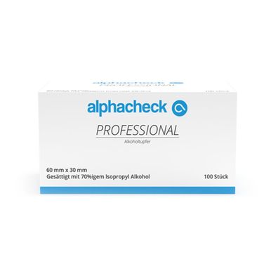 Alphacheck Professional Alkoholtupfer 3 x 6 cm | Packung (100 Stück)