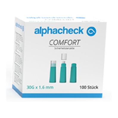 alphacheck comfort Sicherheitslanzetten 30G 1.6 m| Packung (100 Stück)