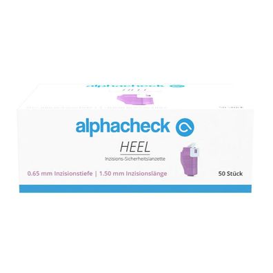 alphacheck HEEL Inzisions-Sicherheitslanzette 0.65 mm x 1.50 m| Packung (50 Stück)