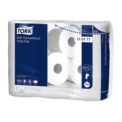 Tork 110777 weiches Kleinrollen Toilettenpapier Premium T4 2-lagig | Karton (54 Rolle