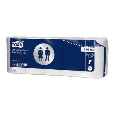 Tork 110792 weiches Kleinrollen Toilettenpapier Advanced T4 3-lagig | Karton (70 Roll