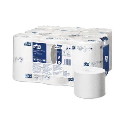 Tork 472139 extra weiches hülsenloses Midi Toilettenpapier Premium T7 3-lagig | Karto