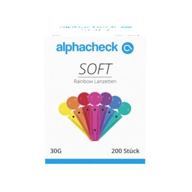 alphacheck soft Rainbow Lanzetten 30G - 200 St| Packung (200 Stück)