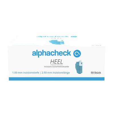 alphacheck HEEL Inzisions-Sicherheitslanzette 1.00 mm x 2.50 m| Packung (50 Stück)