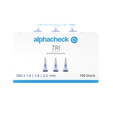 Alphacheck TRI Sicherheitslanzetten 28G | Packung (100 Stück)