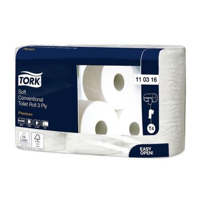 Tork 110316 extra weiches Kleinrollen Toilettenpapier Premium T2 3-lagig | Karton (9