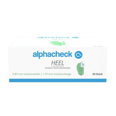 alphacheck HEEL Inzisions-Sicherheitslanzette 0.85 mm x 1.75 m| Packung (50 Stück)