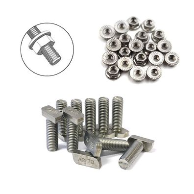 10x Hammerkopfschrauben + Sperrzahnmuttern M10 x 25 Edelstahl A2 Photovoltaik