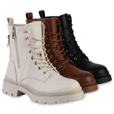 VAN HILL Damen Leicht Gefütterte Schnürstiefeletten Stiefeletten Schuhe 840581