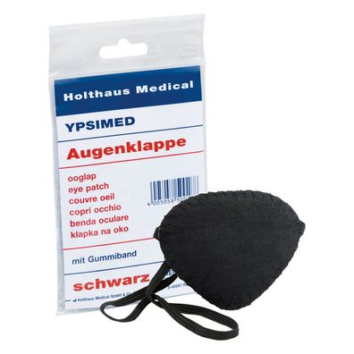 Holthaus Ypsimed Augenklappe, mit Gummiband, Schwar| Packung (1 Stück)