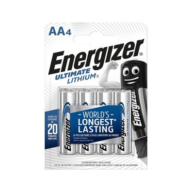 Energizer L91 Ultimate Lithium AA Batterien - 4 Stück | Packung (4 Stück)