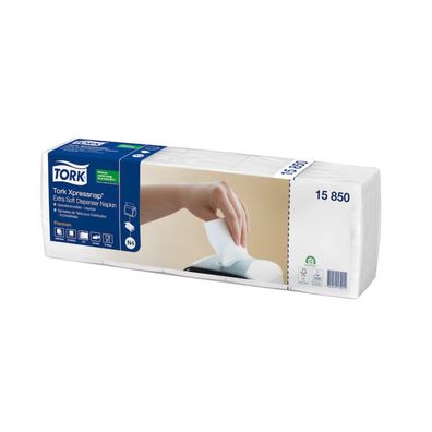 Tork Xpressnap® 15850 Extra Soft Weiße Spenderserviette N4 2-lagig | Karton (8 Packun