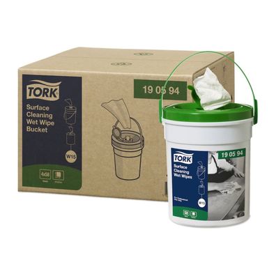 Tork 190594 feuchte Oberflächenreinigungstücher Premium W15 1-lagig | Karton (4 Eimer