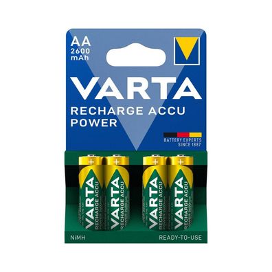 Varta Recharge Accu Power AA 2600 mAh Batterie - 4 Stück | Packung (4 Stück)