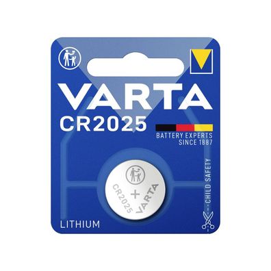 Varta Knopfzelle CR2025, 160 mAh, Lithium Coin - 1 Stück | Packung (1 Stück)