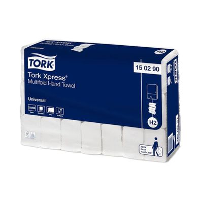 Tork Xpress® 150290 Multifold-Handtücher Universal H2 2-lagig 25,5cm | Karton (21 Pac