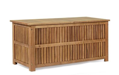 Kissenbox Truhe Noemi 130 x 55 x 59 cm Akazienholz Natur geölt in Dielen-Optik