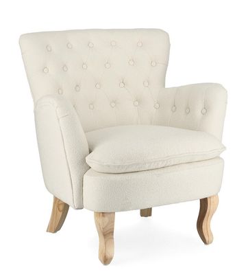Polstersessel Orlins 71,5x72,5x79 Creme Boucle-Optik Stoff mit Beinen aus Kiefer