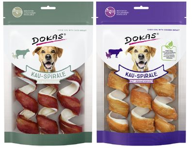 DOKAS - Kau-Spirale mit Hühnerbrust und Entenbrust 2er Pack (2 x 110g)