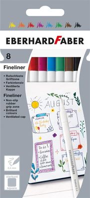 Fineliner 8er Set, verschieden farbig sortiert