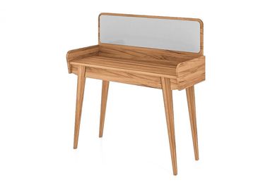 Schminktisch Jetro aus Kernbuche massiv 110x45x125 mit 1 Schublade und Spiegel