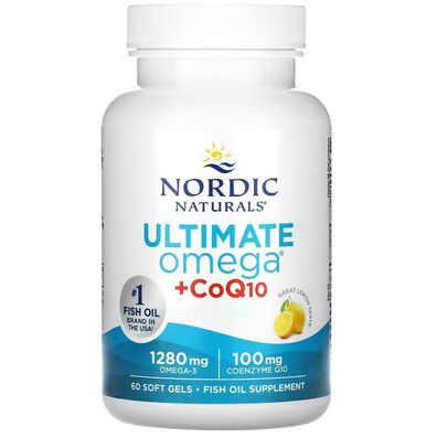 Nordic Naturals, Ultimate Omega + CoQ10, 1280 mg Omega-3 + 100mg Q10, Zitrone, 60