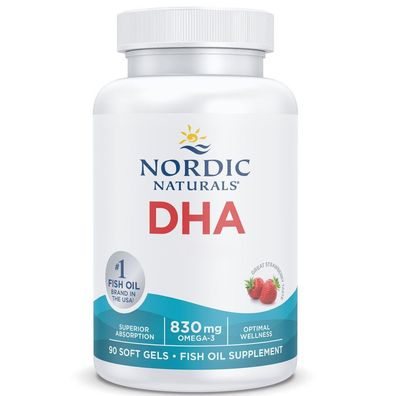 Nordic Naturals, DHA, 830mg Omega-3, Erdbeere, 90 Weichkapseln