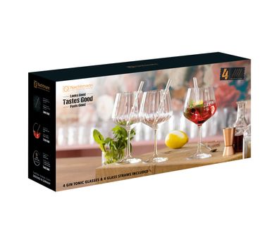 Nachtmann Gin&Tonic Set/4 + 4 Glastrinkhalme 7574/8tlg. Tastes Good 103143