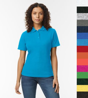 3er Pack Damen Double Pique Poloshirt Gildan Baumwolle Softstyle ÖkoTex 64800L