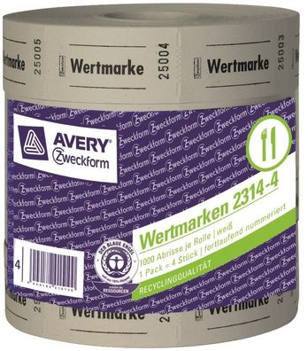 Avery Zweckform 4x BonRolle Weiß 4000x WertMarken WertMarke Bon Marken Bons