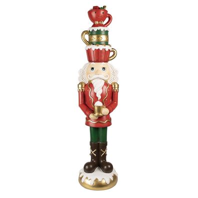 Clayre & Eef Weihnachtsdekorationsfigur Nussknacker 120 cm Rot Kunststoff