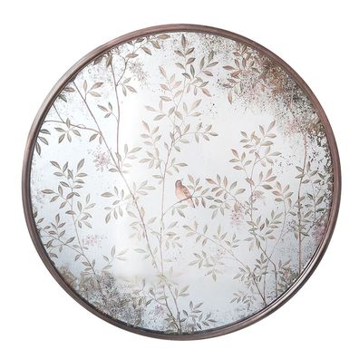 Clayre & Eef Spiegel Ø 80x3 cm Kupferfarbig Glas Vögel auf Zweigen (Gr. Ø 80x3 cm)